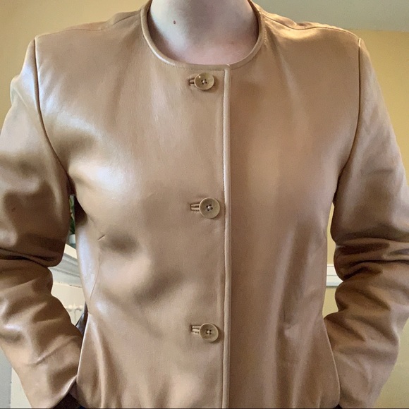 Ann Taylor camel cropped vintage leather jacket - Picture 5 of 6